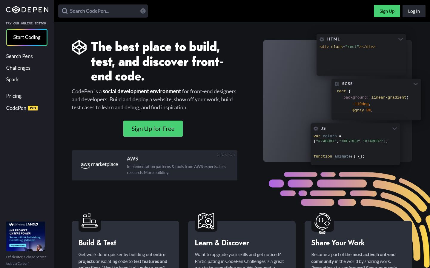 Screenshot of CodePen - https://codepen.io