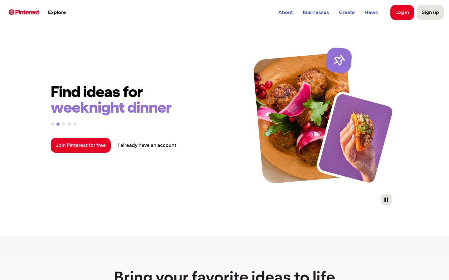 Screenshot of Pinterest - https://www.pinterest.com