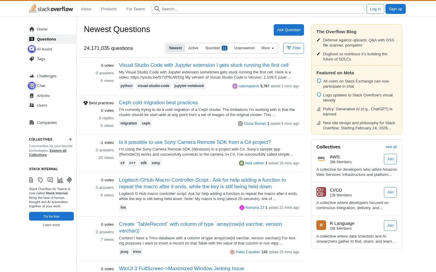 Screenshot of Stack Overflow - https://stackoverflow.com