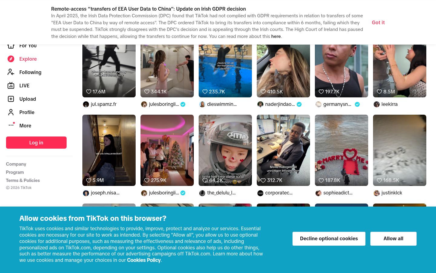 Screenshot of TikTok - https://www.tiktok.com