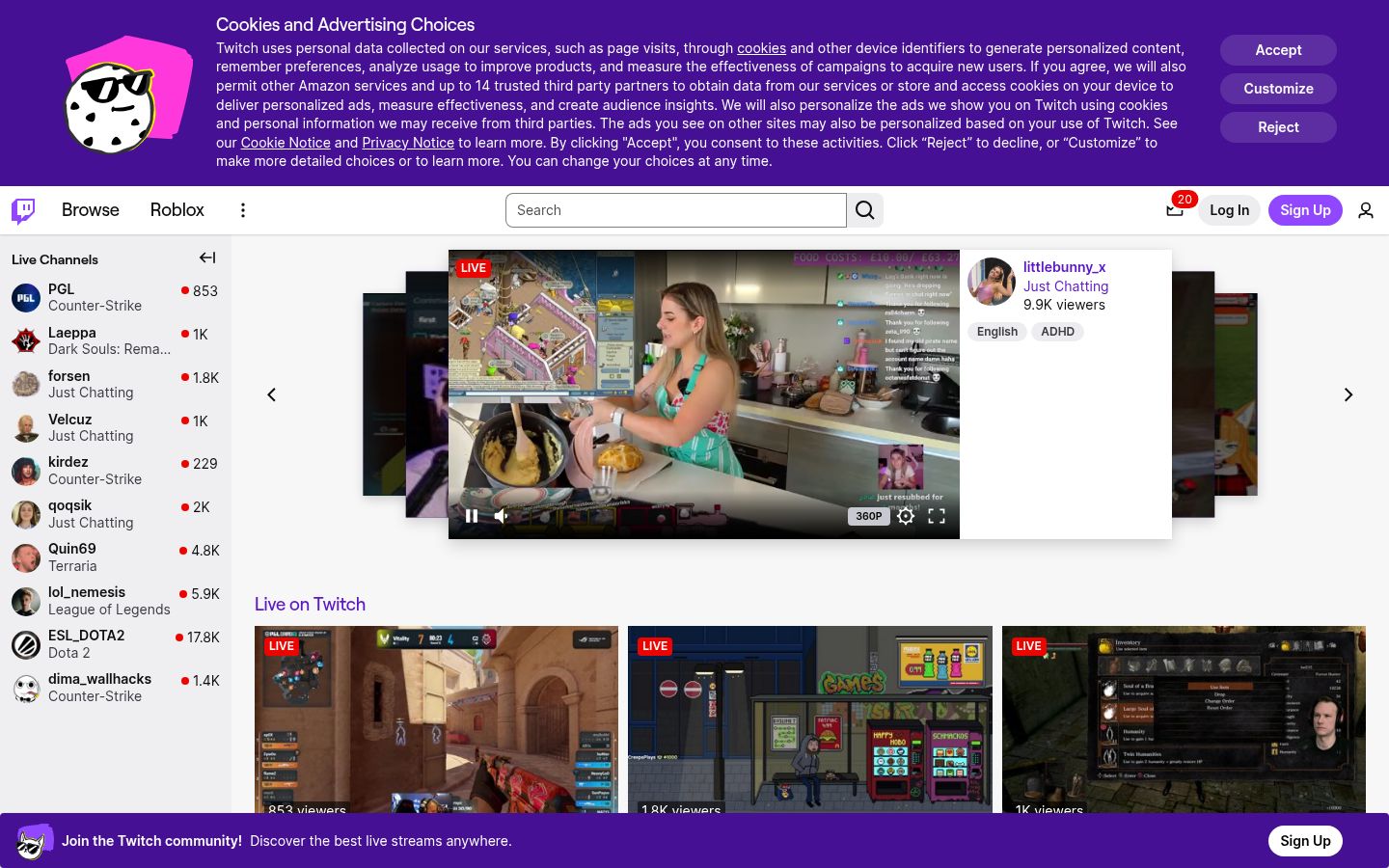 Screenshot of Twitch - https://www.twitch.tv